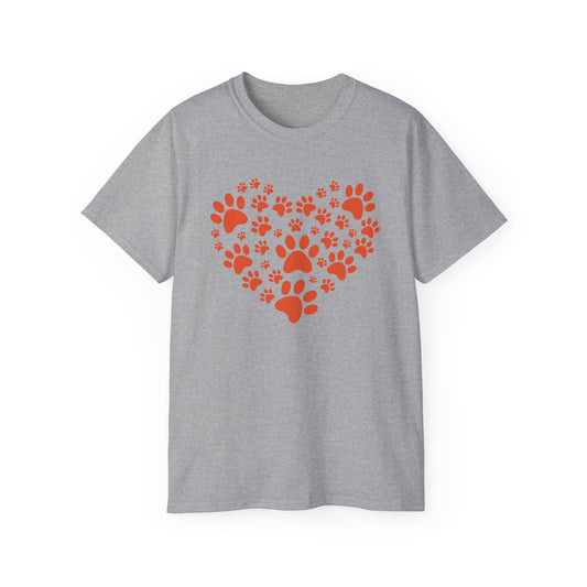 Heart Paw Print Unisex Ultra Cotton Tee - Perfect for Pet Lovers