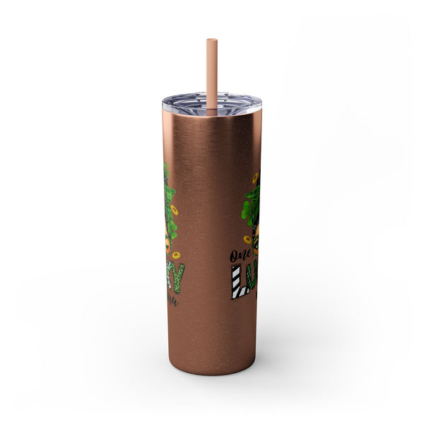One Lucky Mama 20oz Skinny Tumbler with Straw,  St Patricks Themed Tumbler