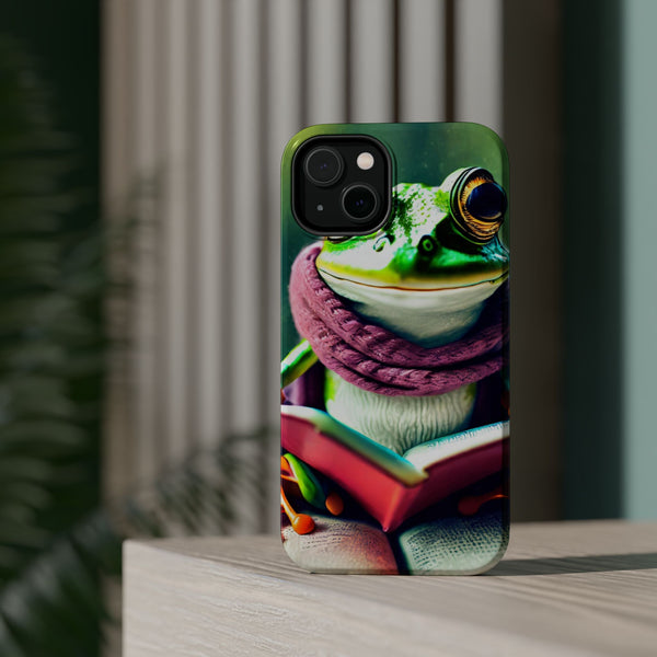 Frog Design Magnetic Tough Case, Studious Frog Magnetic Phone Case for iPhone 15, iPhone 14 Phone Case, iPhone 13 Phone Case