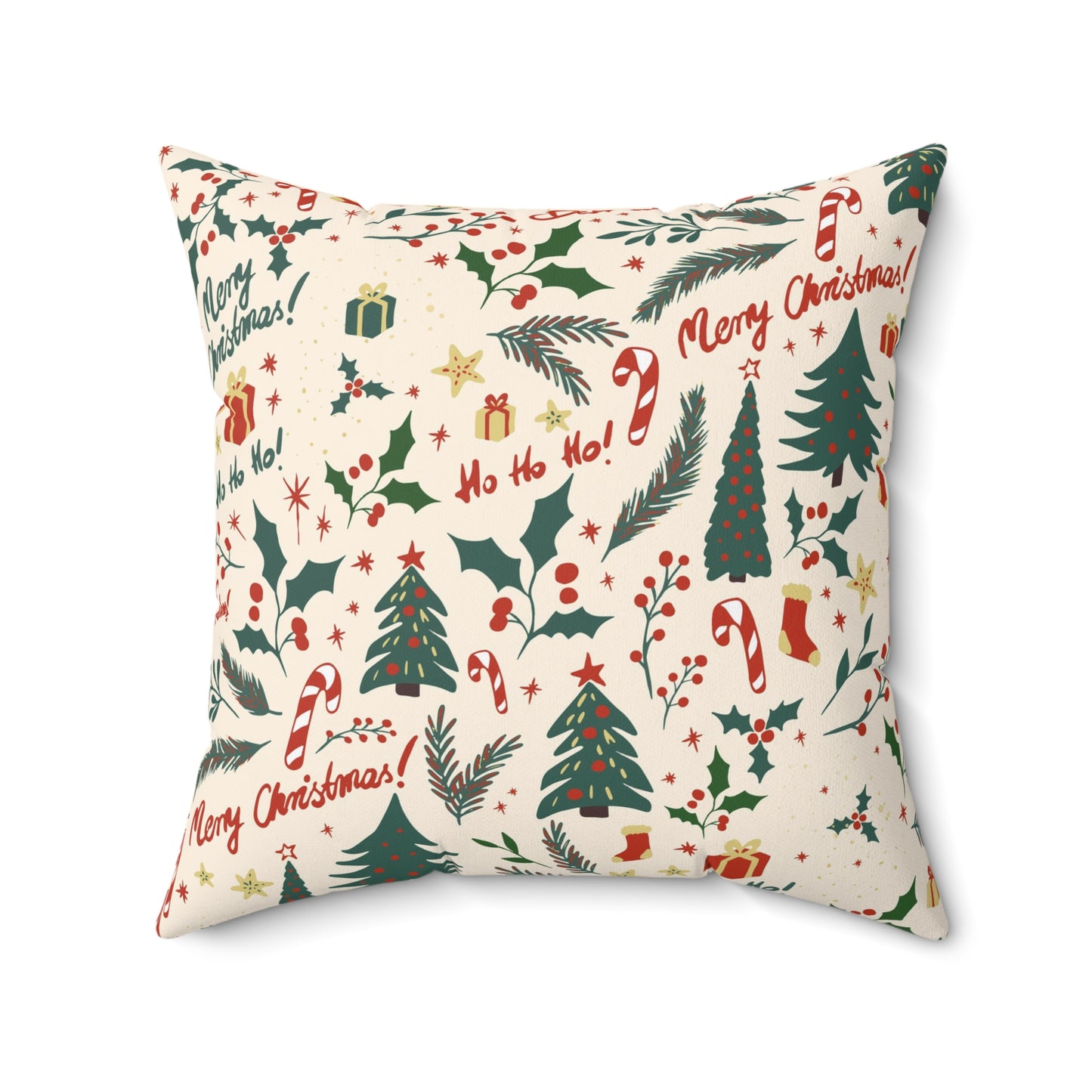 Holiday Throw Pillow – Red & White Christmas Decorative Pillow