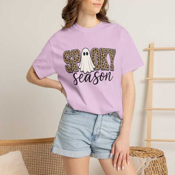 Spooky Season Leopard Print Ghost Halloween Graphic T-Shirt