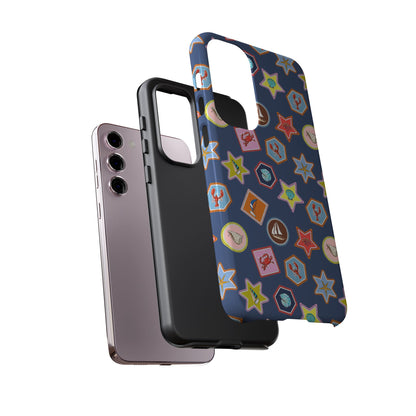 Lobsters Sailboats and Seashells on Navy Blue Phone Case