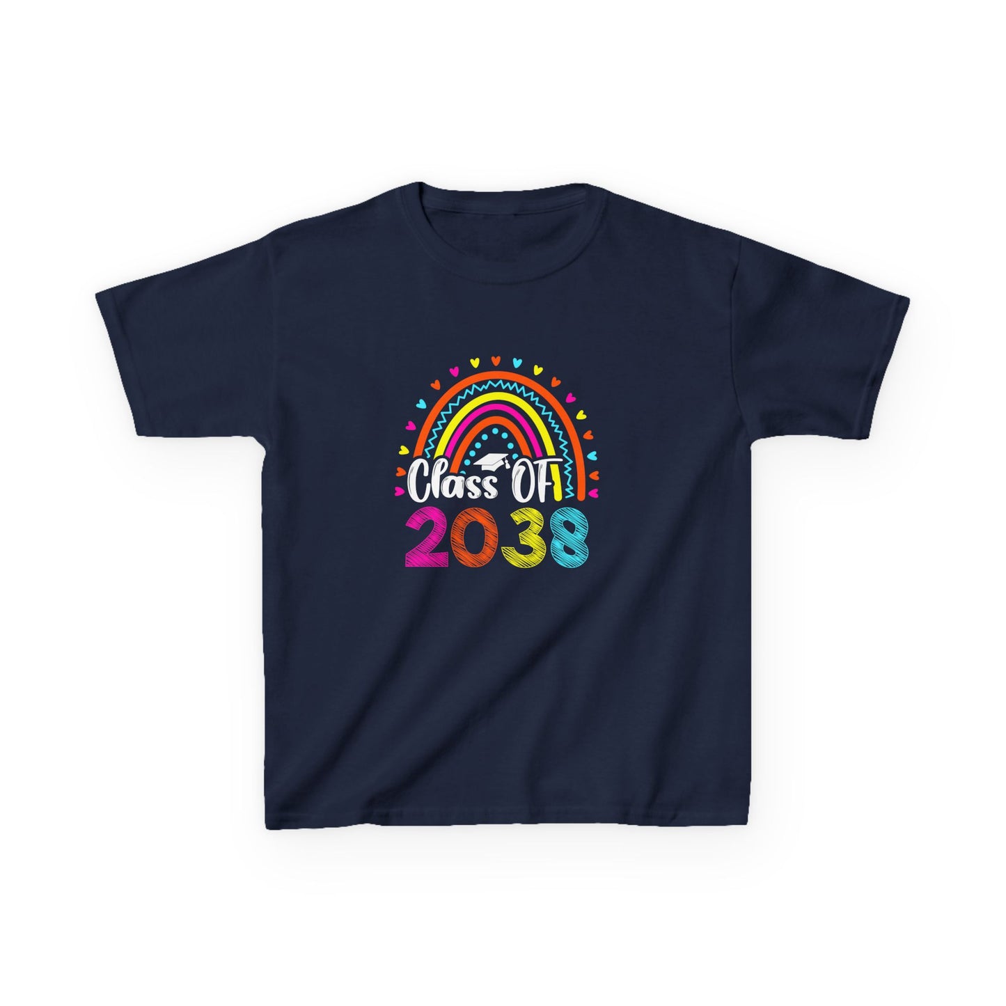 Rainbow Graduation Kids Tee | Class of 2038 Shirt | Cute Kids Apparel | Graduation Gift | Back to School T-Shirt | Rainbow Tee