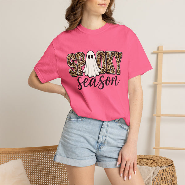 Spooky Season Leopard Print Ghost Halloween Graphic T-Shirt