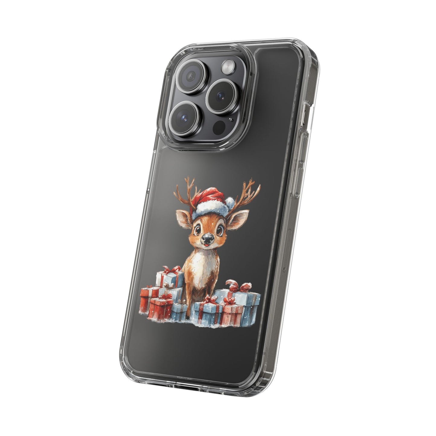 Festive Reindeer on a Clear Phone Case
