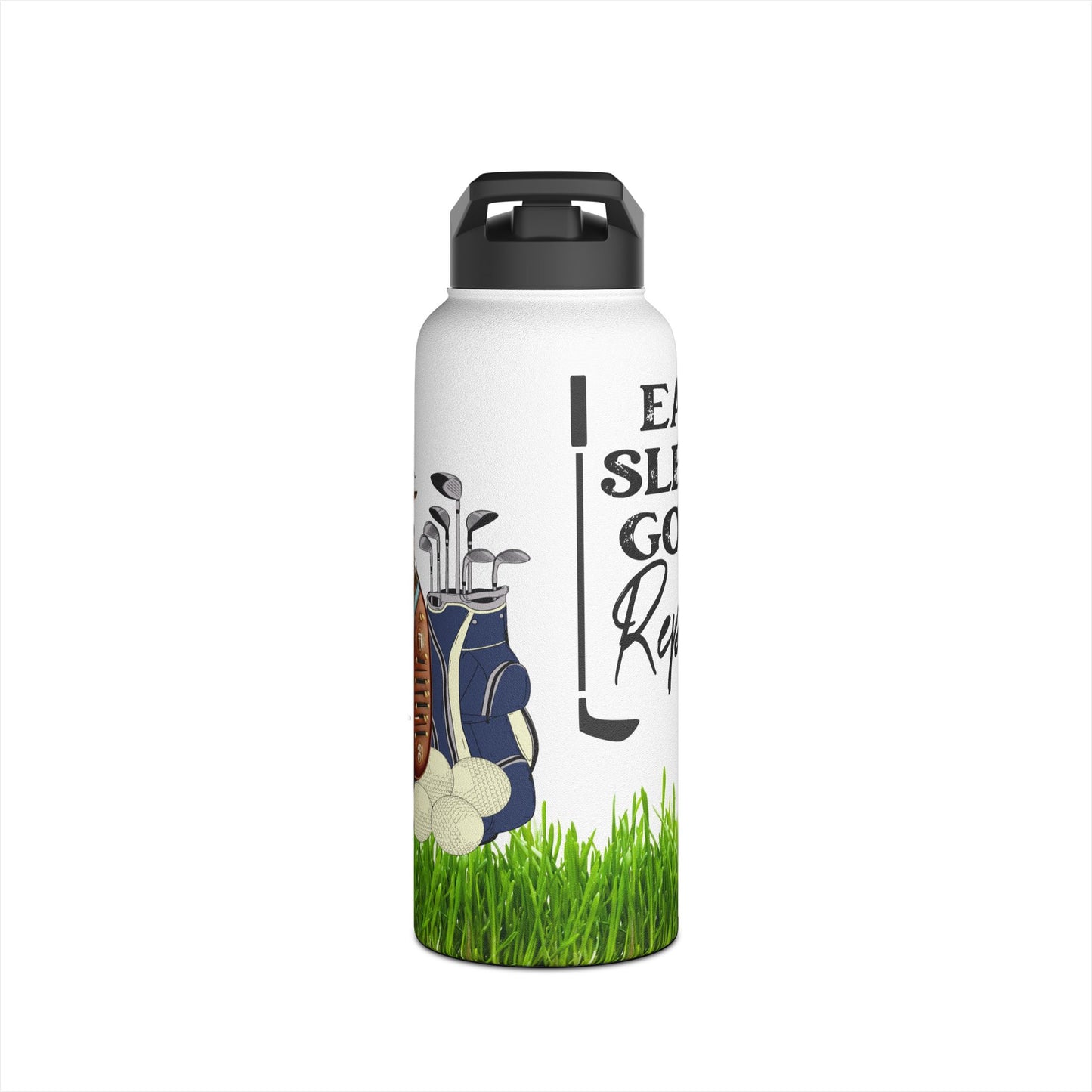 Eat Sleep Golf Repeat - Stainless Steel Water Bottle