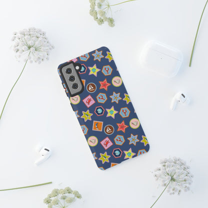 Lobsters Sailboats and Seashells on Navy Blue Phone Case
