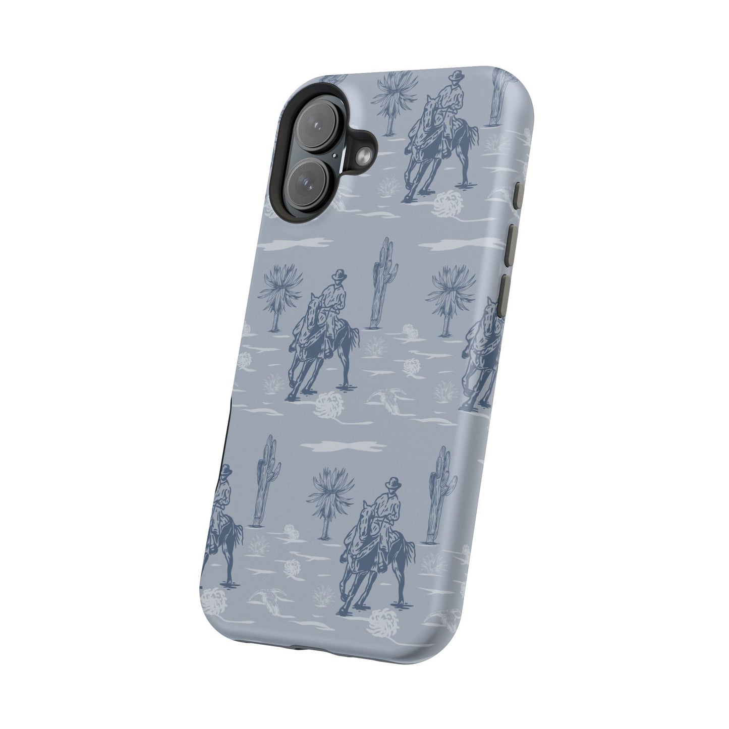 iPhone Case - Blue Cowboy and Cactus Western Themed MagSafe Tough Case