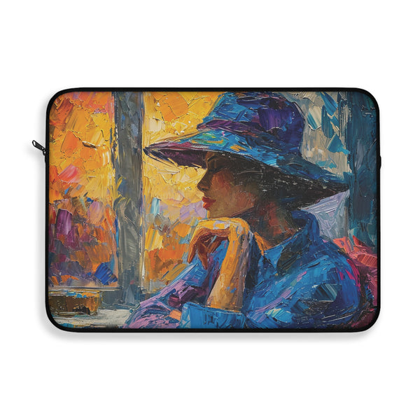 Woman in a Cafe Painting Inspired Laptop Sleeve