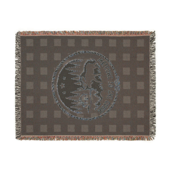 Welcome to the Cabin Woven Blanket | Moose, Log Cabin & Lake Buffalo Plaid Throw | Rustic Lodge Decor | Fall & Winter Gift