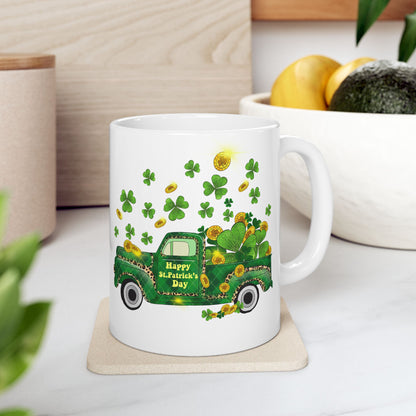 Pick Up Truck with Shamrocks | St. Patrick's Day Pot of Gold Coffee Mug | 11oz 15oz