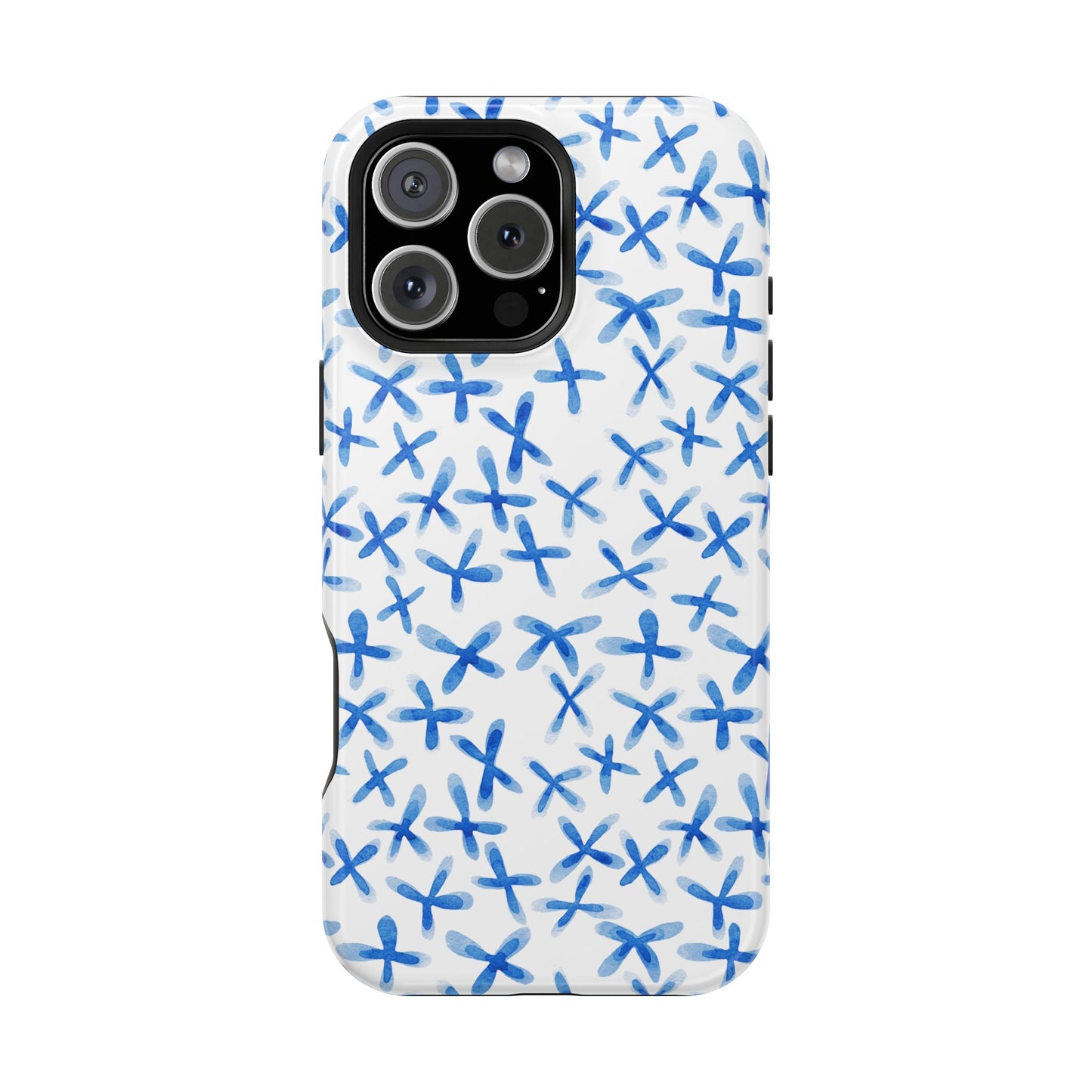 Blue Floral MagSafe iPhone Case — Magnetic Impact-Resistant