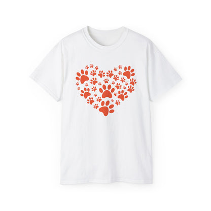 Heart Paw Print Unisex Ultra Cotton Tee - Perfect for Pet Lovers