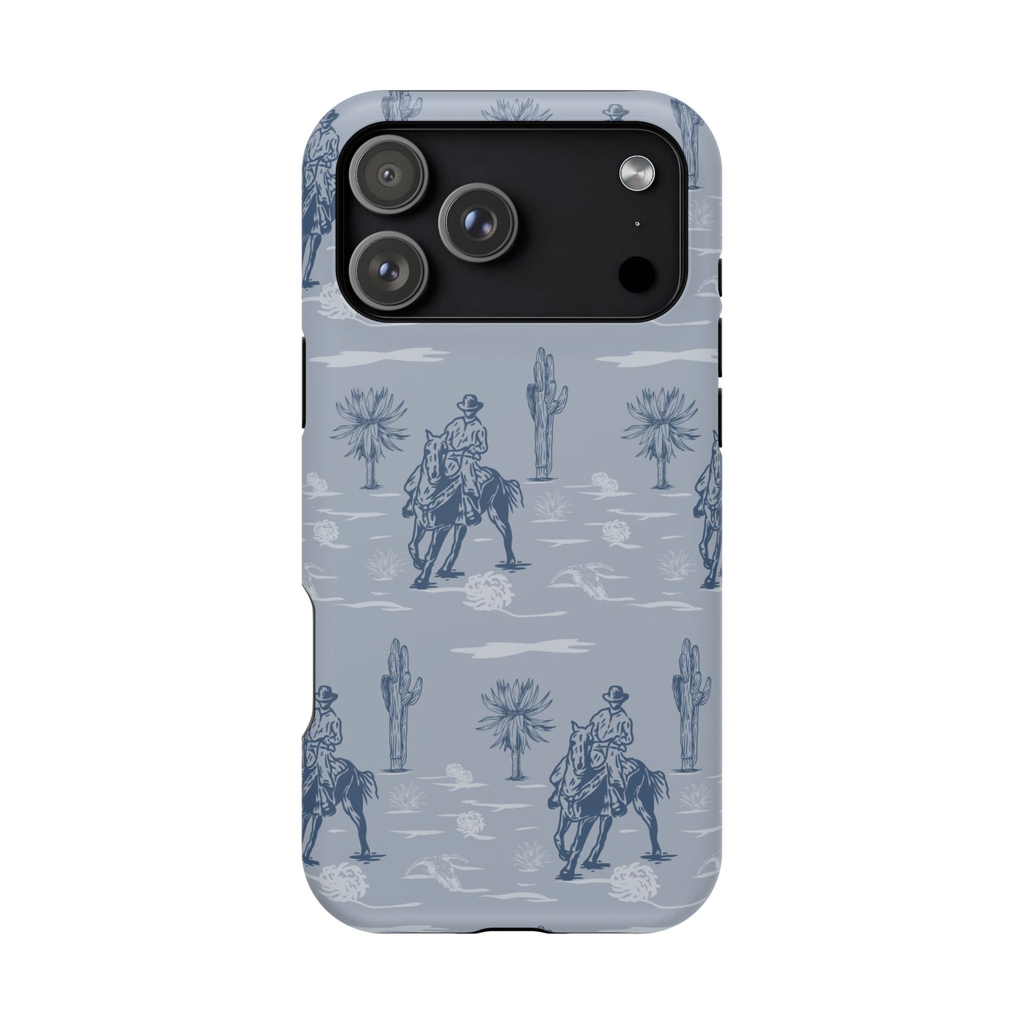 iPhone Case - Blue Cowboy and Cactus Western Themed MagSafe Tough Case