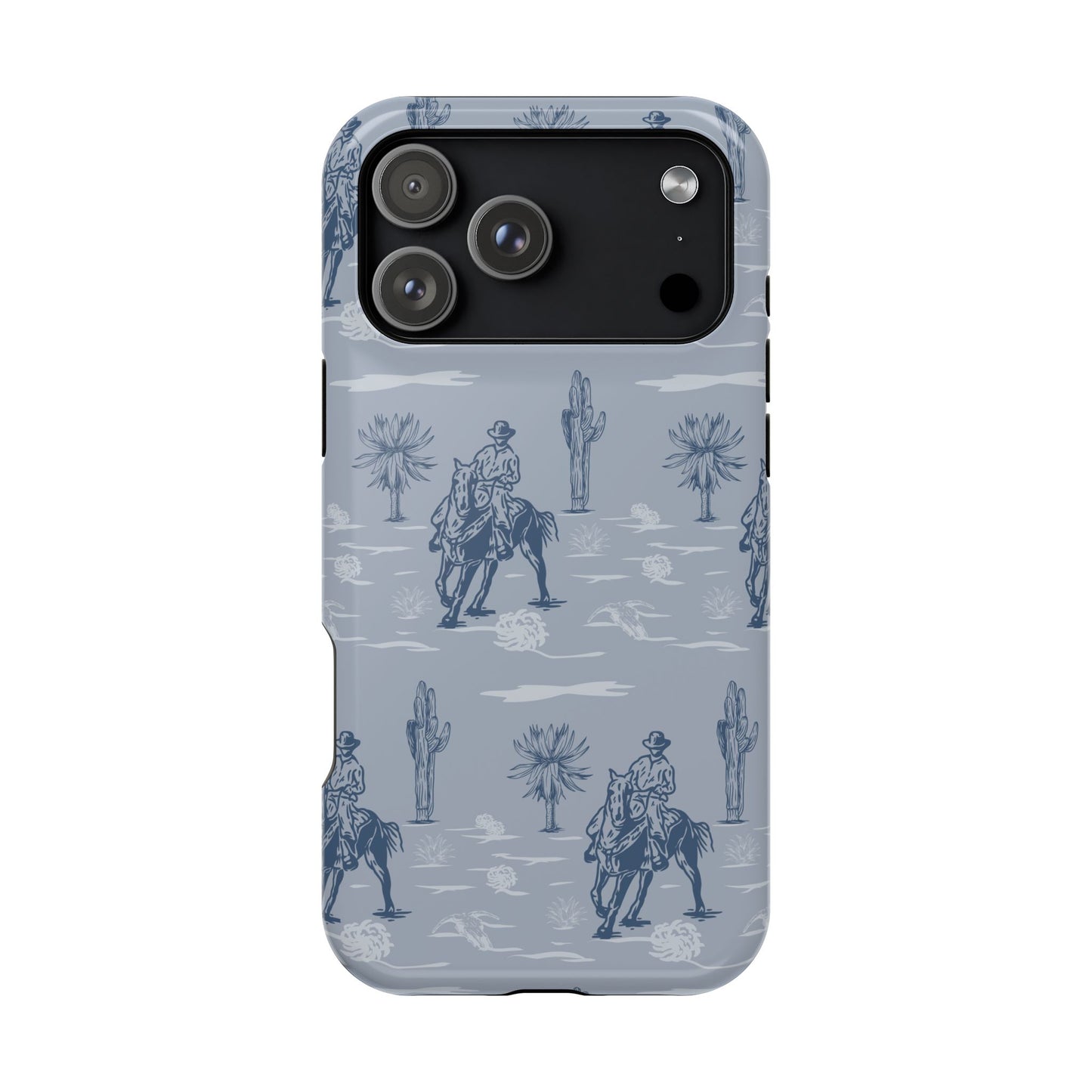 iPhone Case - Blue Cowboy and Cactus Western Themed MagSafe Tough Case