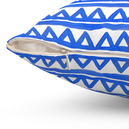 Blue Triangle Patterned - Indoor Square Pillow