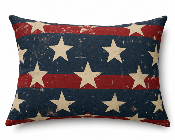 Distressed Outdoor American Flag Pillow