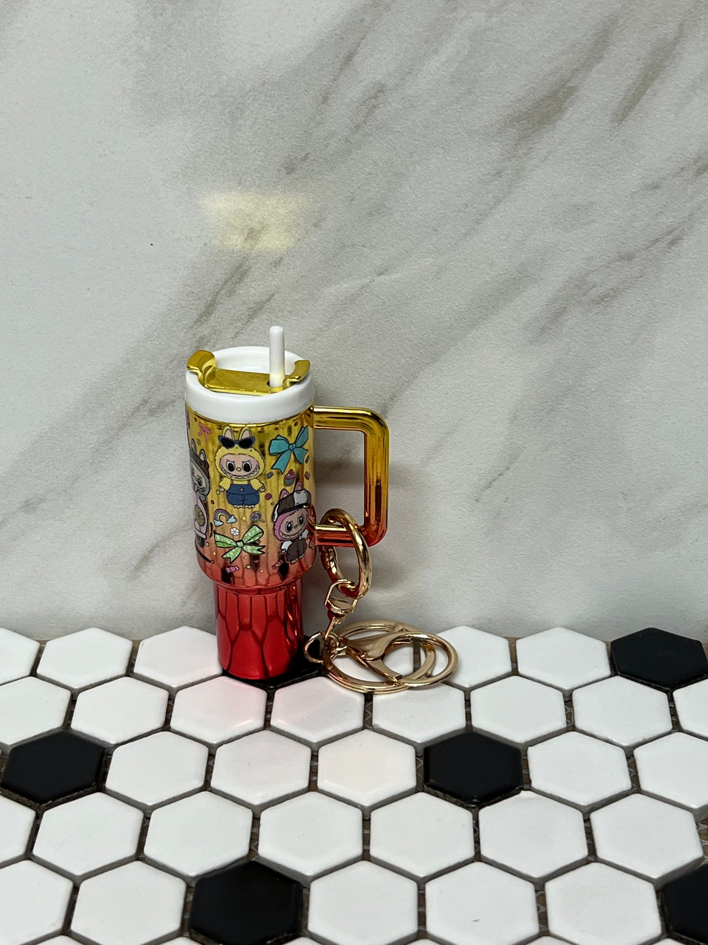 Mini Labubu-Inspired Chapstick Holder Keychain – Cute Refillable Lip Balm Case