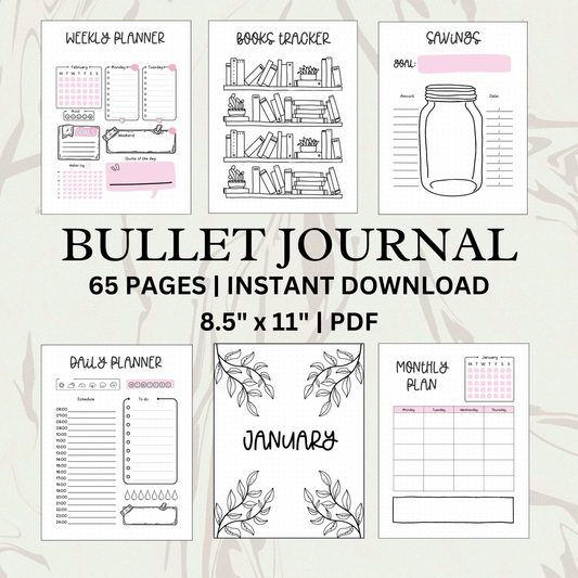 Monthly Bullet Journal for Organizing - PDF Tracker