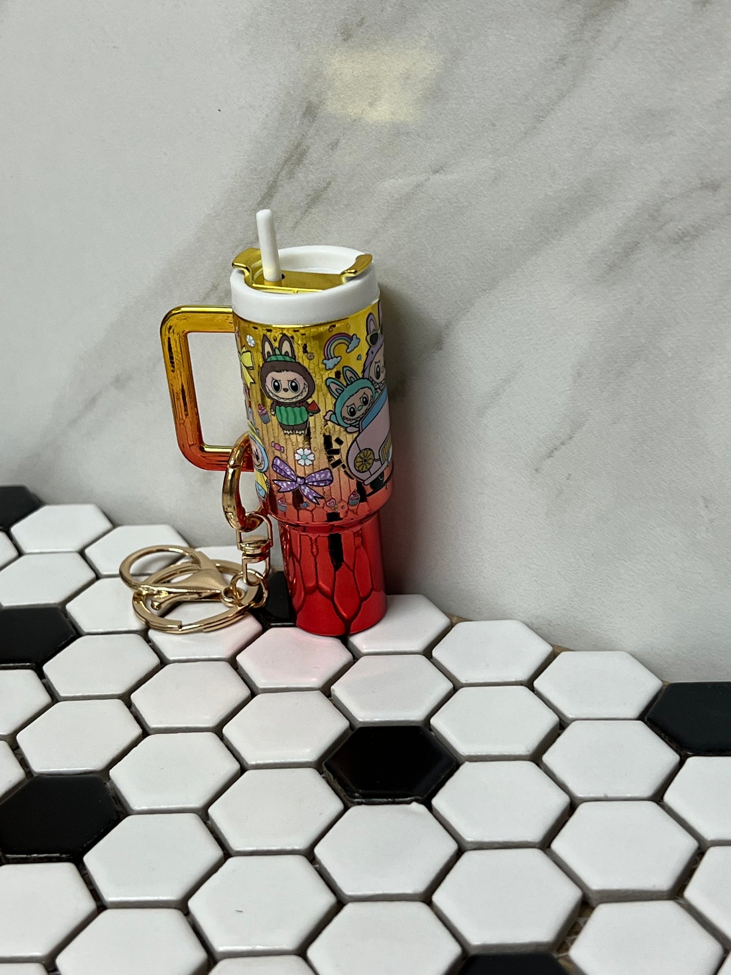 Mini Labubu-Inspired Chapstick Holder Keychain – Cute Refillable Lip Balm Case