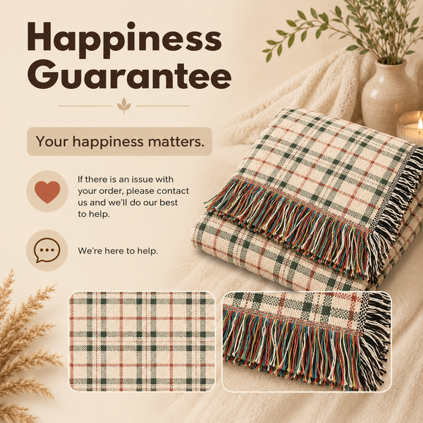 Plaid Woven Blanket - Red and White Christmas Colors