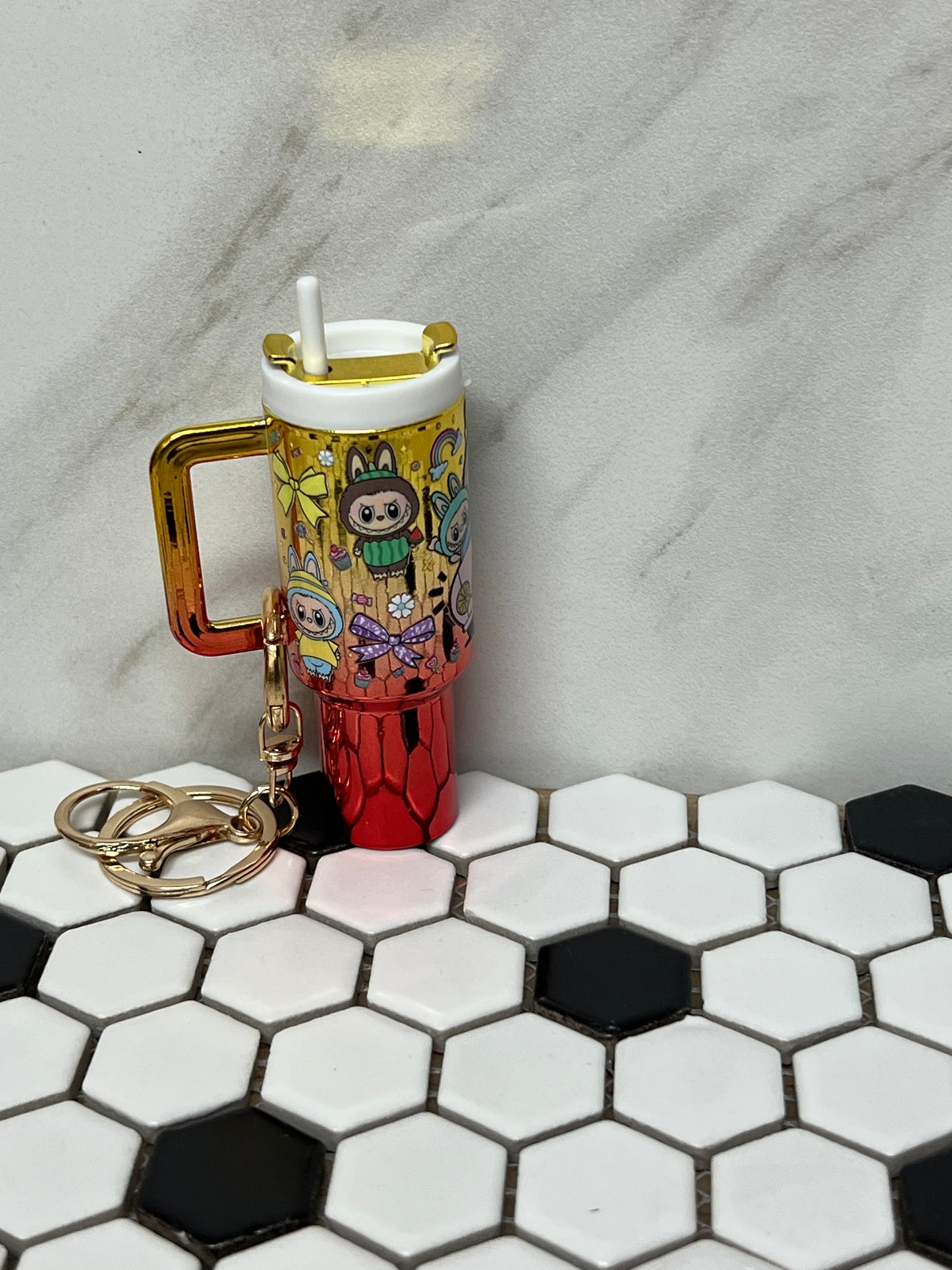 Mini Labubu-Inspired Chapstick Holder Keychain – Cute Refillable Lip Balm Case