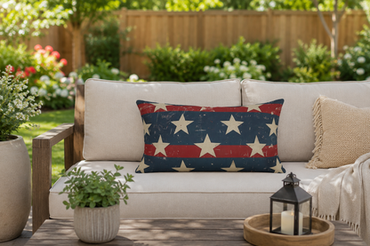 Distressed American Flag Design - Outdoor Throw Pillow