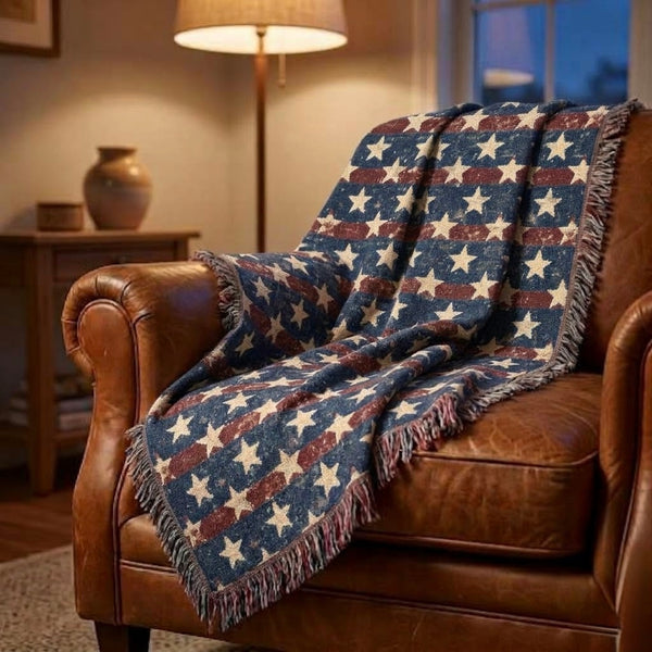 Patriotic Star Woven Blanket