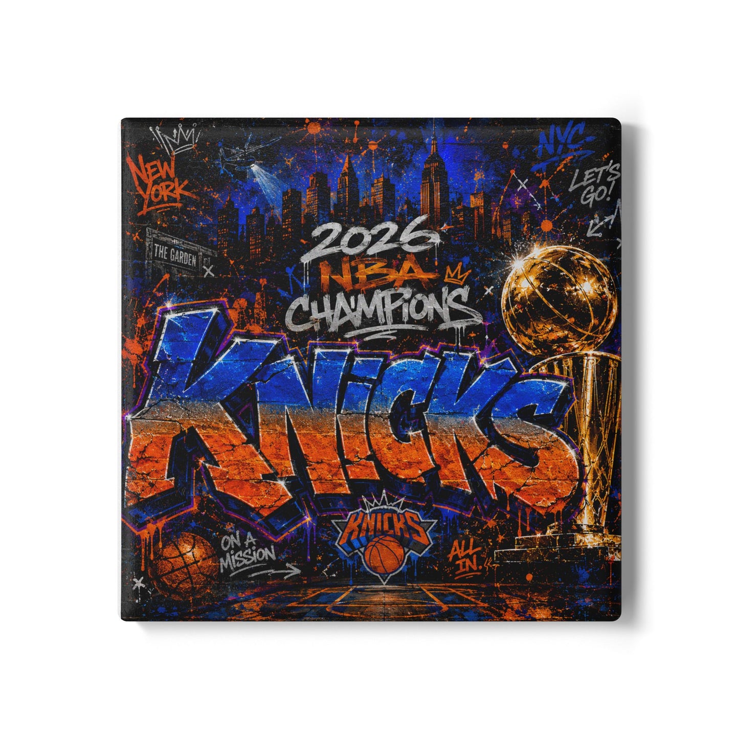 Handcrafted Knicks 2026 Championship Ceramic Coasters — Round or Square