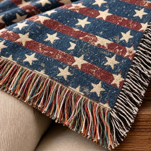 Patriotic Star Woven Blanket