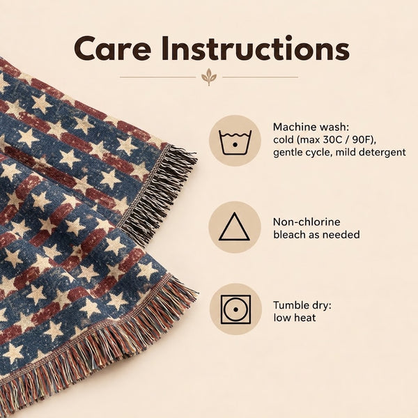 Patriotic Star Woven Blanket