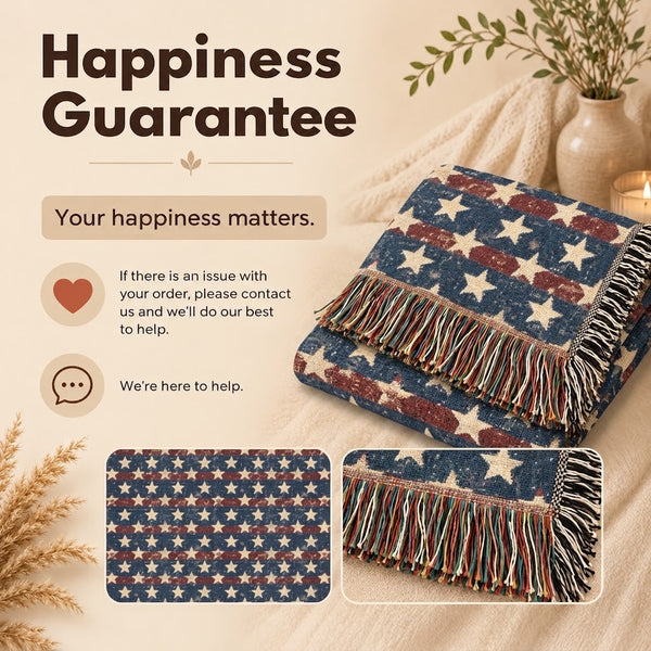 Patriotic Star Woven Blanket
