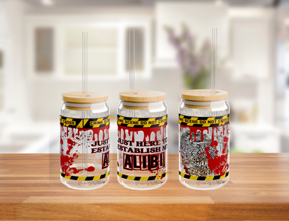True Crime Lover - 16oz Glass with Lid and Straw