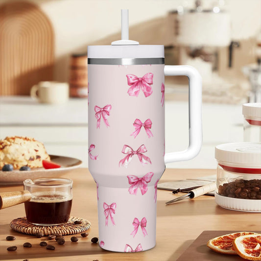 Pink Coquette Bow - 40oz Stainless Steel Tumbler