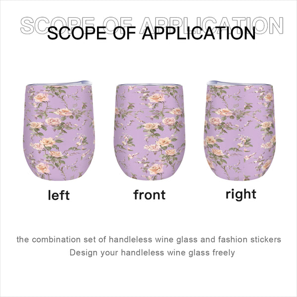 Purple Floral 12oz Stainless Steel Wine Tumbler