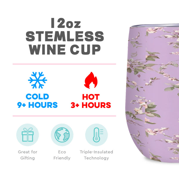 Purple Floral 12oz Stainless Steel Wine Tumbler