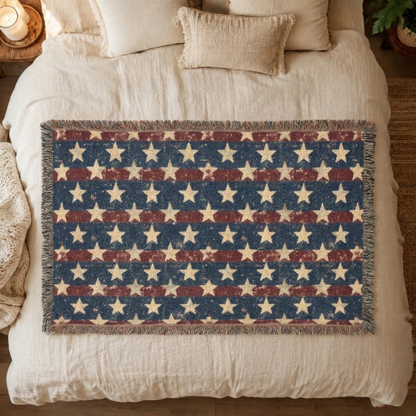 Patriotic Star Woven Blanket - Horizontal