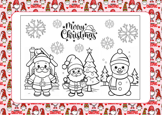 Christmas Activity Placemat for Kids 4-8 Drawing Mazes Christmas Word Search, INSTANT DOWNLOAD