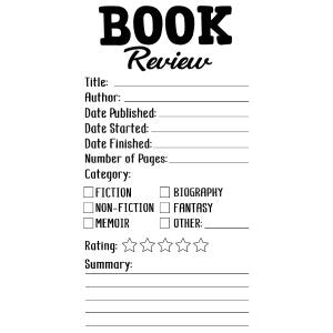 Simple Book Review Sheet INSTANT DOWNLOAD Printable File for School or Home