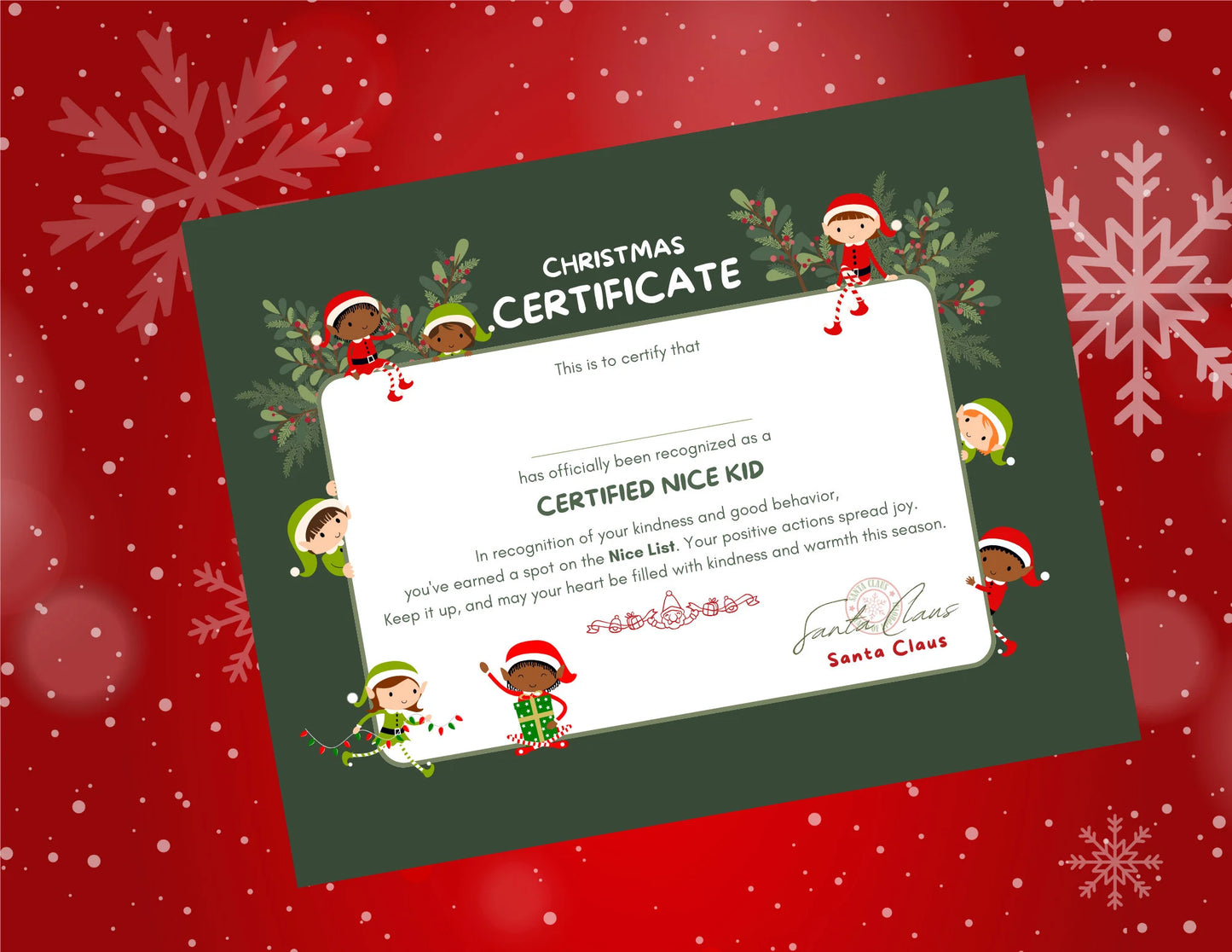 Nice List Certificate, Santa’s Nice List Certificate, Fun Christmas Idea for Kids