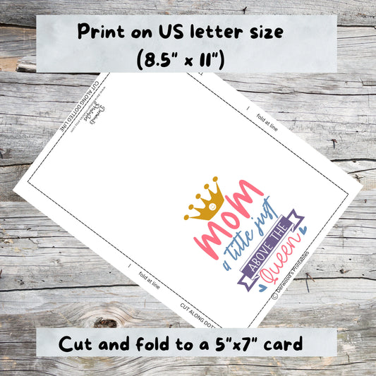 Mom Title Above Queen Printable Card