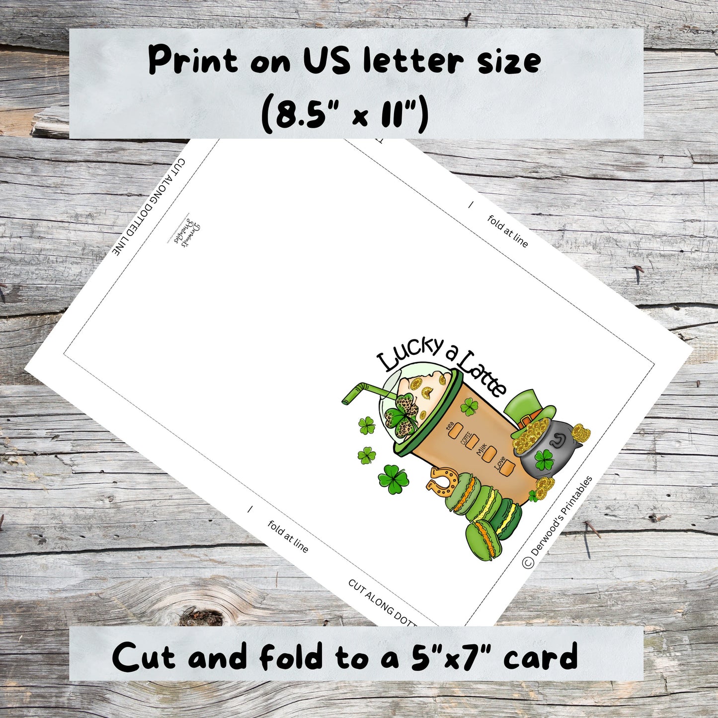 St. Patrick's Day Lucky A Latte 5x7 Printable Card