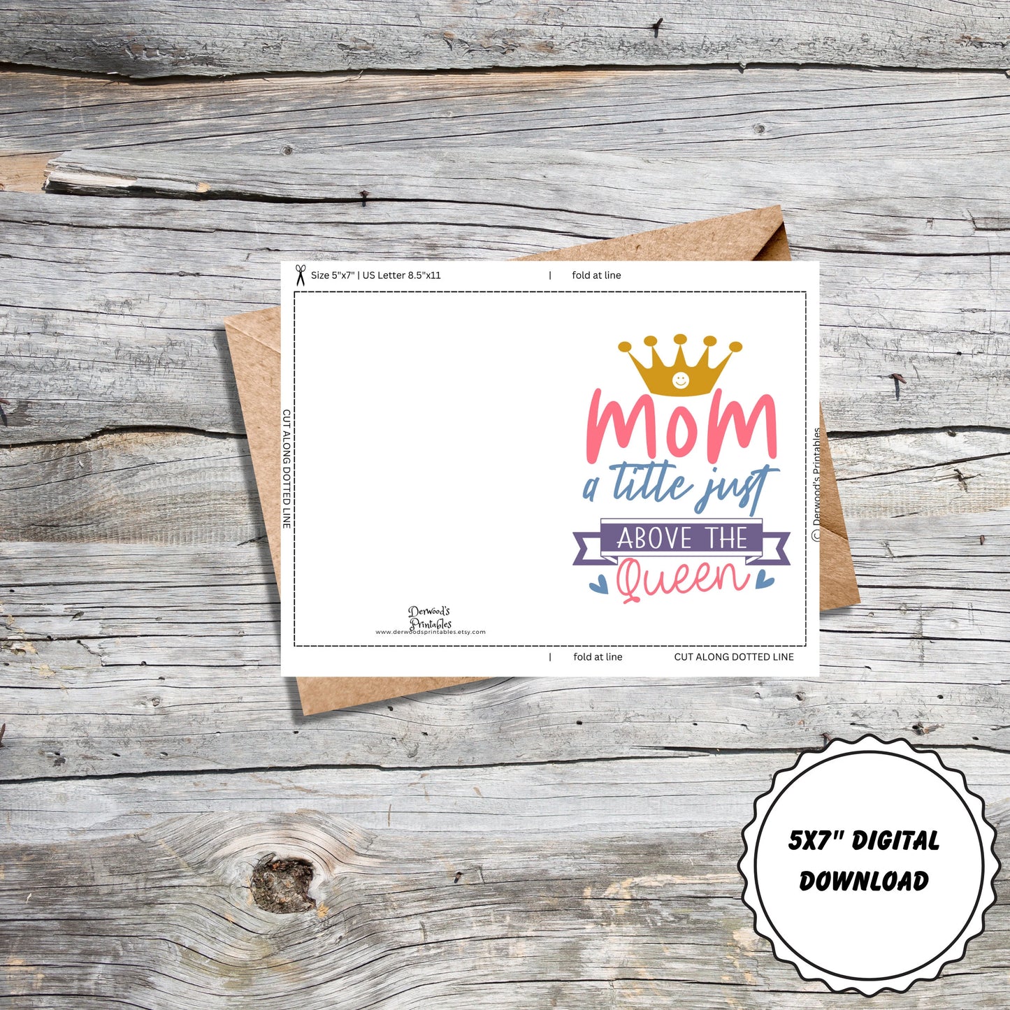 Mom Title Above Queen Printable Card