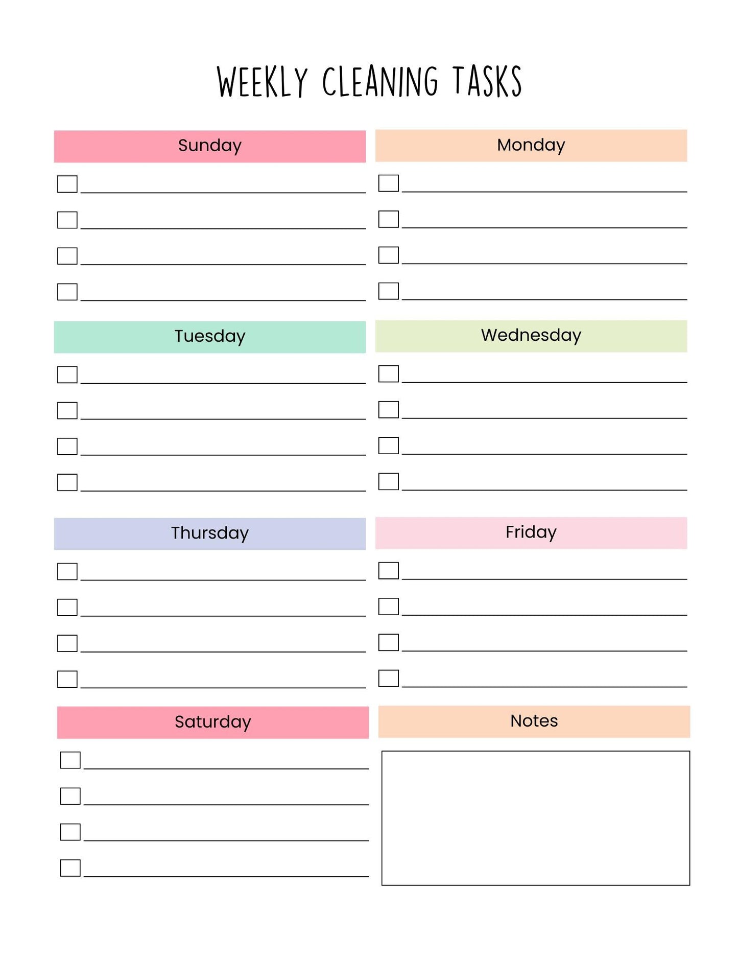 Cleaning Planner, Cleaning To Do List to Organize Your Home with Ease, Instant Download