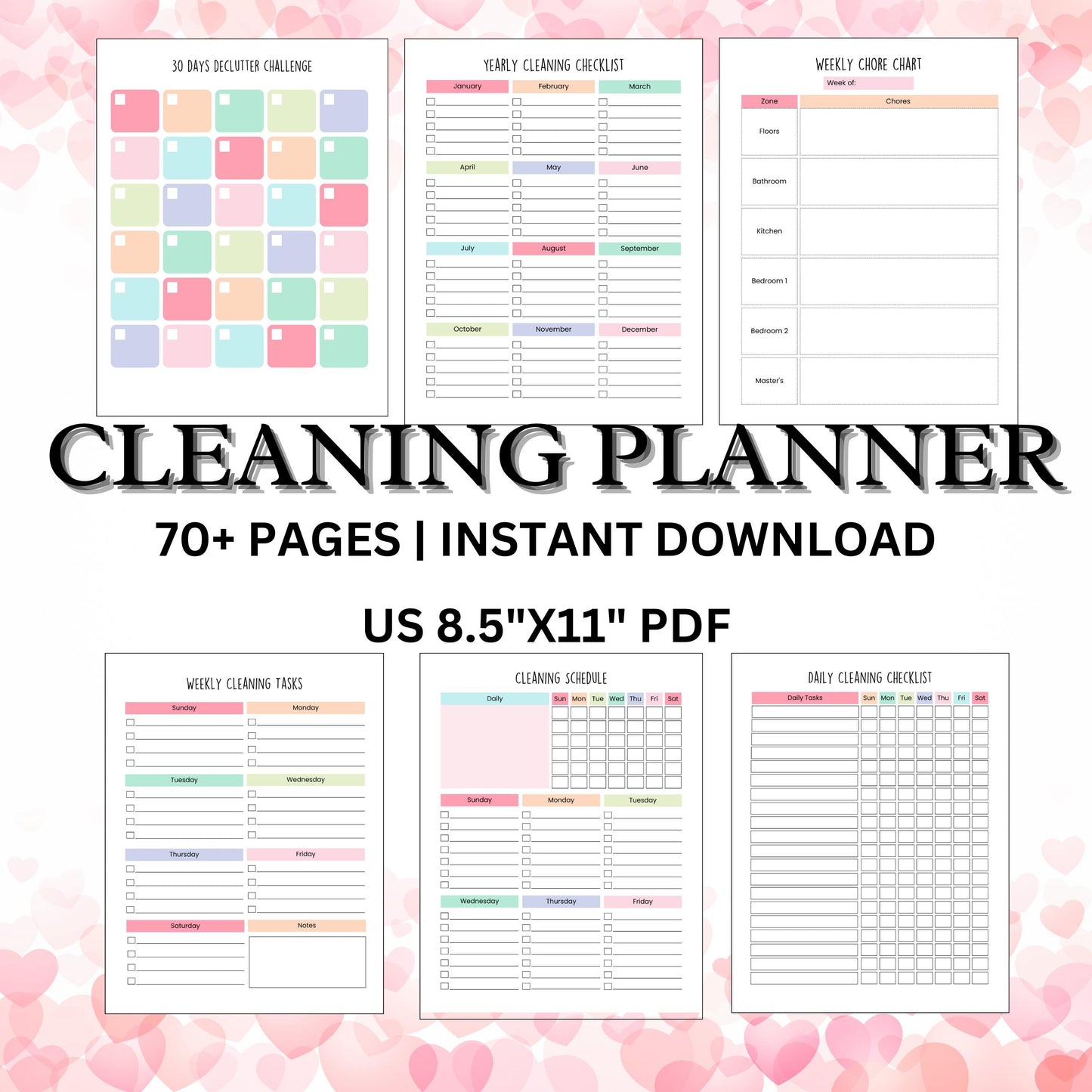 Cleaning Planner, Cleaning To Do List to Organize Your Home with Ease, Instant Download