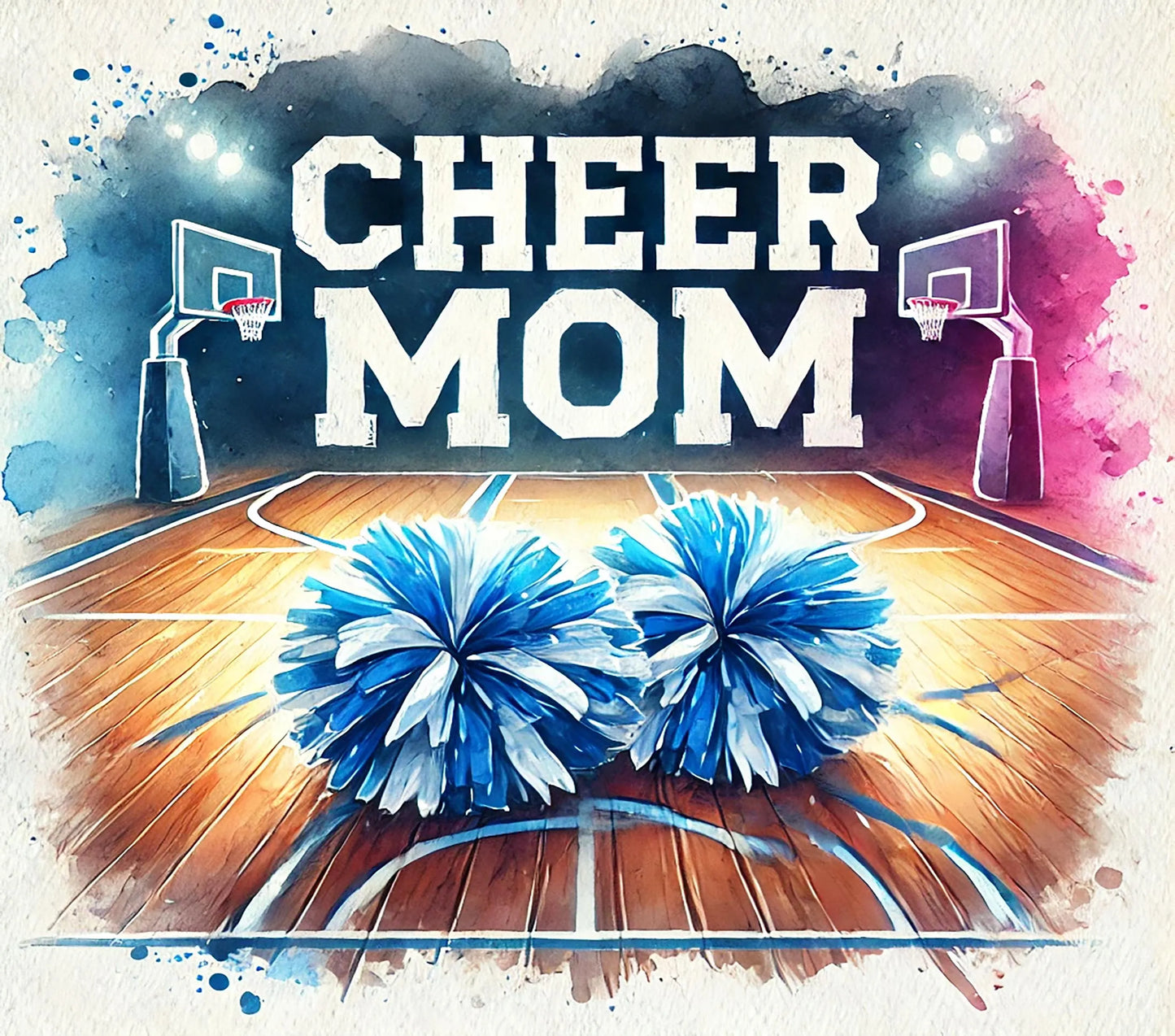 Basketball Cheer Mom PNG Tumbler Wrap