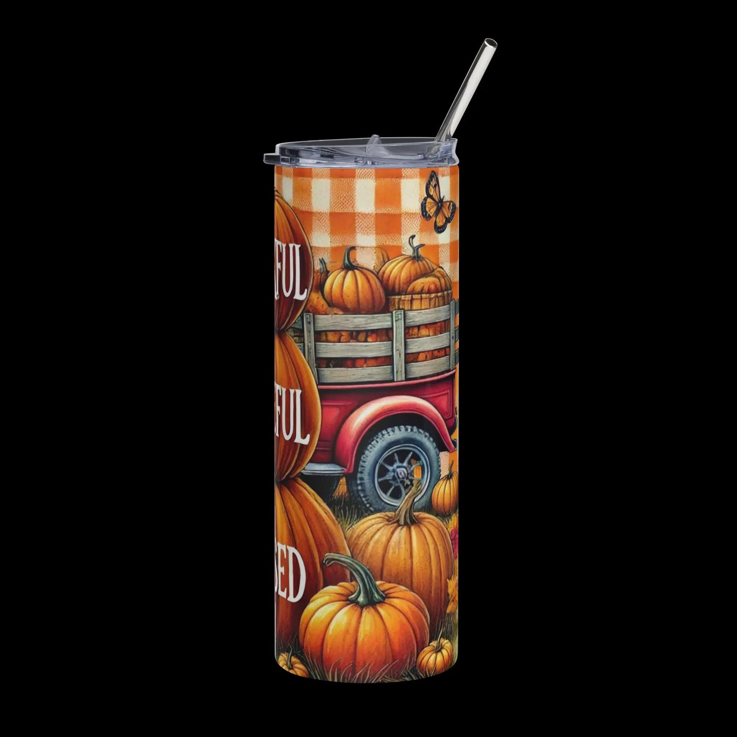 Thankful Grateful Blessed PNG for Tumbler Wrap - Digital Download