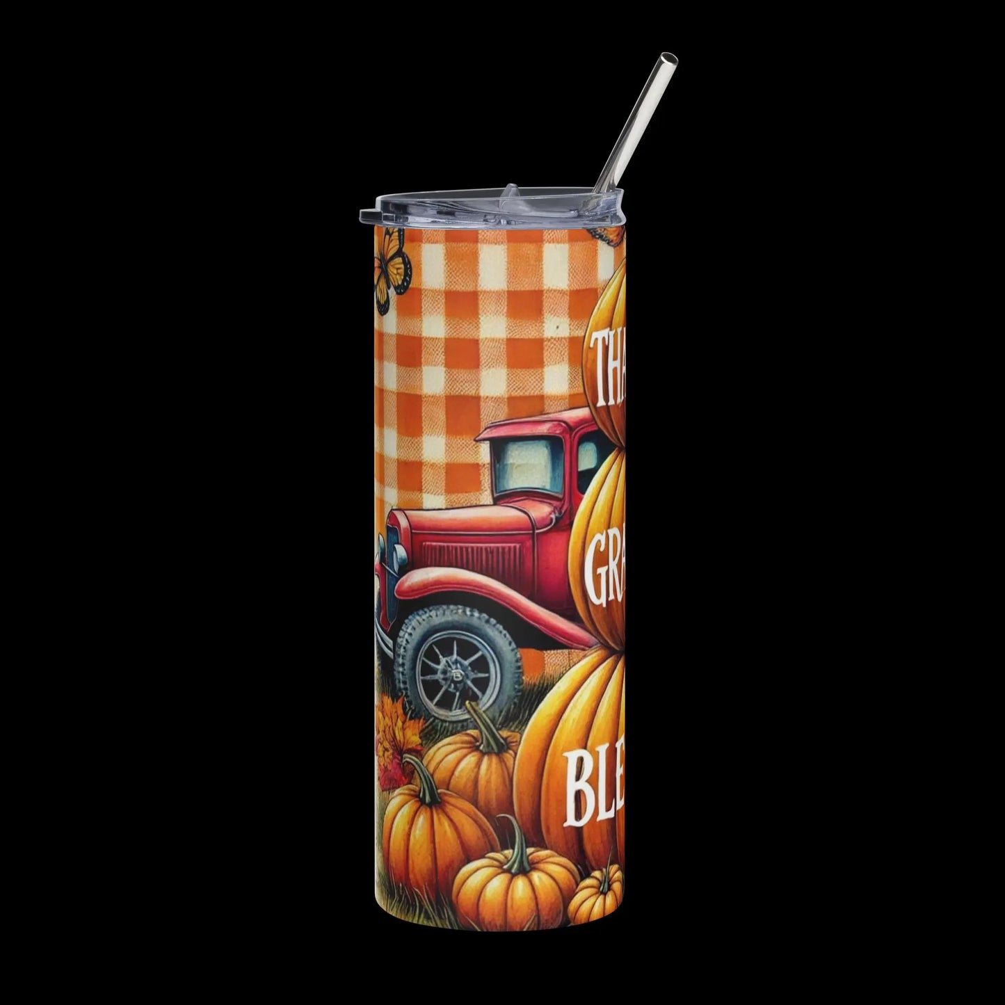 Thankful Grateful Blessed PNG for Tumbler Wrap - Digital Download