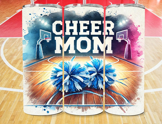 Basketball Cheer Mom PNG Tumbler Wrap