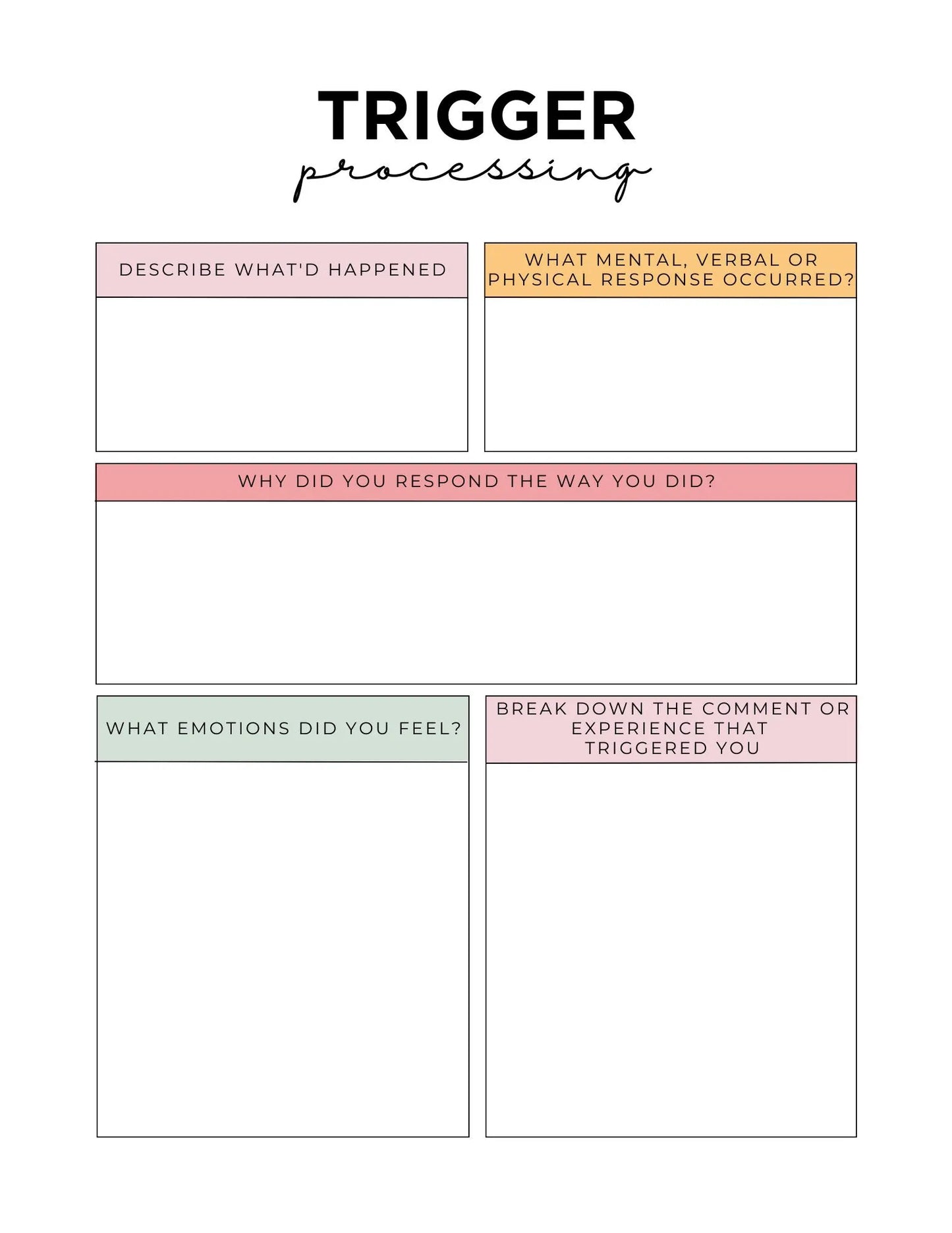 PTSD & Trauma Processing Workbook | Healing and Self-Care Planner | Digital Download | Mental Health Journal